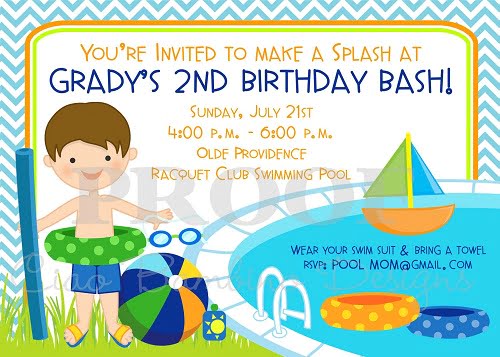 pool birthday party invitations boys
