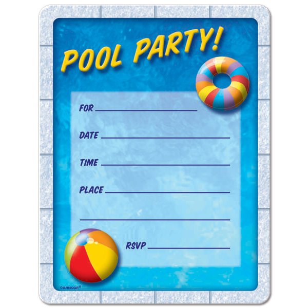 pool birthday party invitations free printable