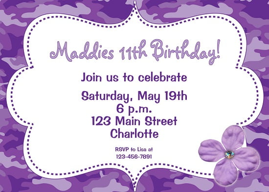 purple birthday invitations for kids