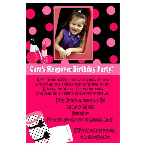 sleepover birthday party invitations custom photo