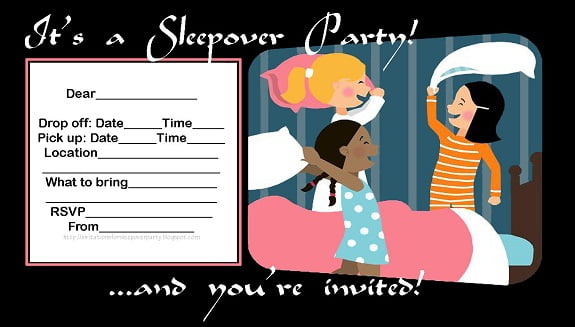 sleepover party invitation free printable