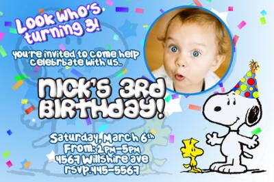 snoopy 3rd birthday invitations ideas