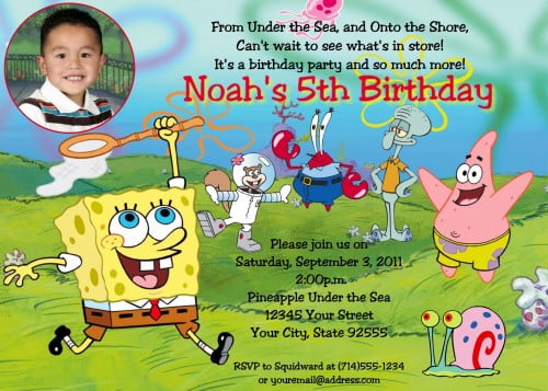 spongebob birthday invitations wording