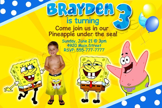 spongebob printable birthday invitations