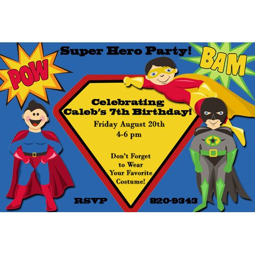 superhero birthday party invitations boys