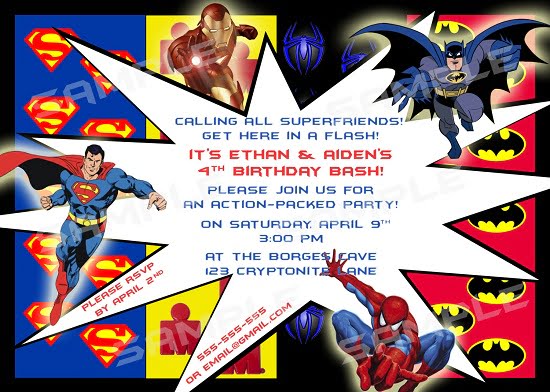 superhero mania birthday party invitations