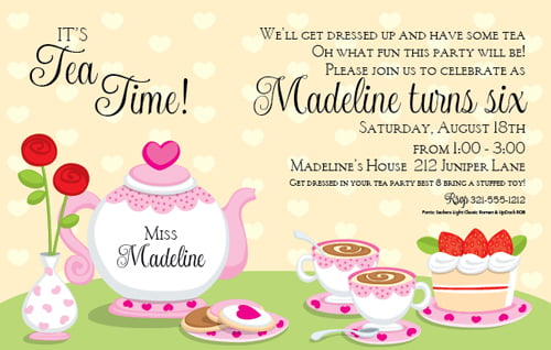 tea party birthday invitations for kids