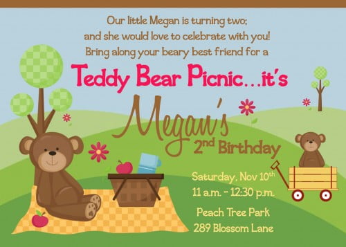 teddy bear picnic birthday invitations