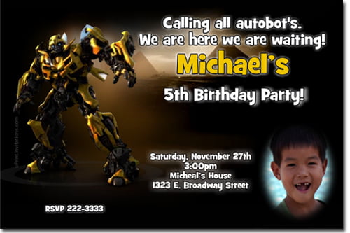transformers 5th birthday invitations