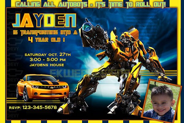 transformers birthday invitations boys
