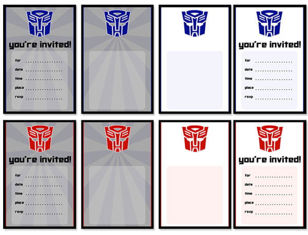 transformers birthday invitations free printable