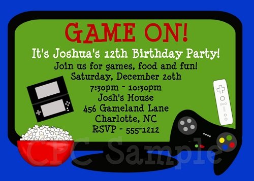 video game birthday invitations wording
