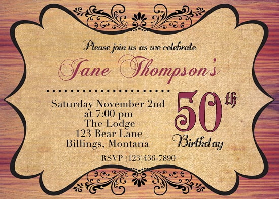 vintage birthday invitations for adult