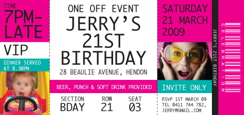 vip 21th birthday invitations