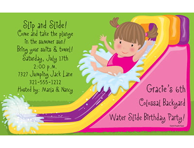 water slide birthday invitations wording