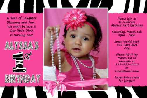 zebra and pink birthday invitations ideas for girl