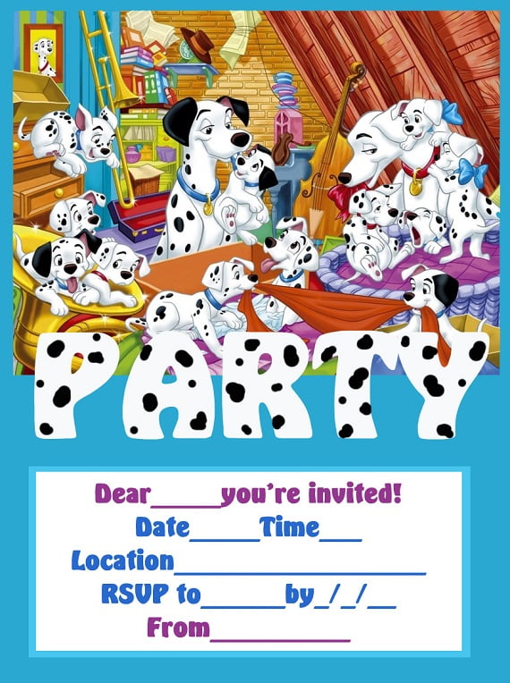 101 Dalmatians Birthday Party Invitation free printable
