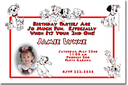 101 Dalmations  Birthday Party Invitation Ideas for girl