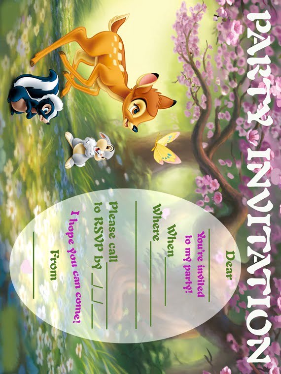Bambi Birthday Party Invitation Ideas free printable