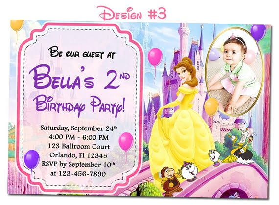 Beauty and the Beast 2nd Birthday Party Invitation Ideas