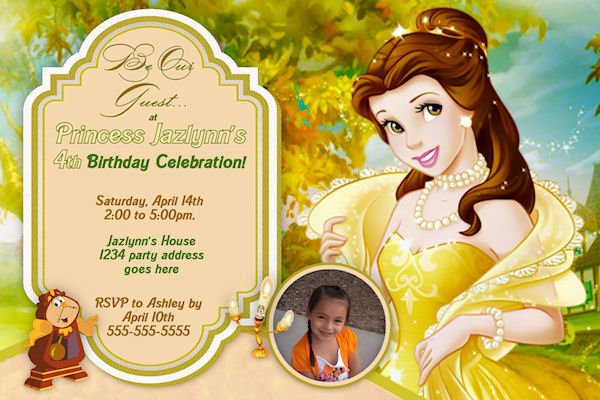 Custom photo Beauty and the Beast Birthday Party Invitation Ideas