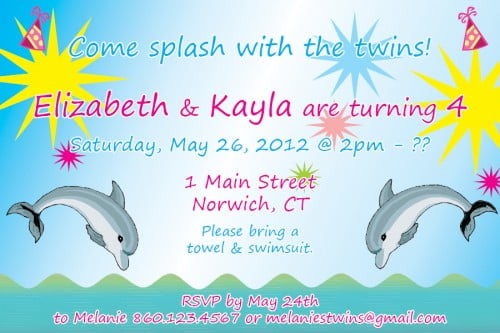 Dolphin Birthday Party Invitation Ideas for twin