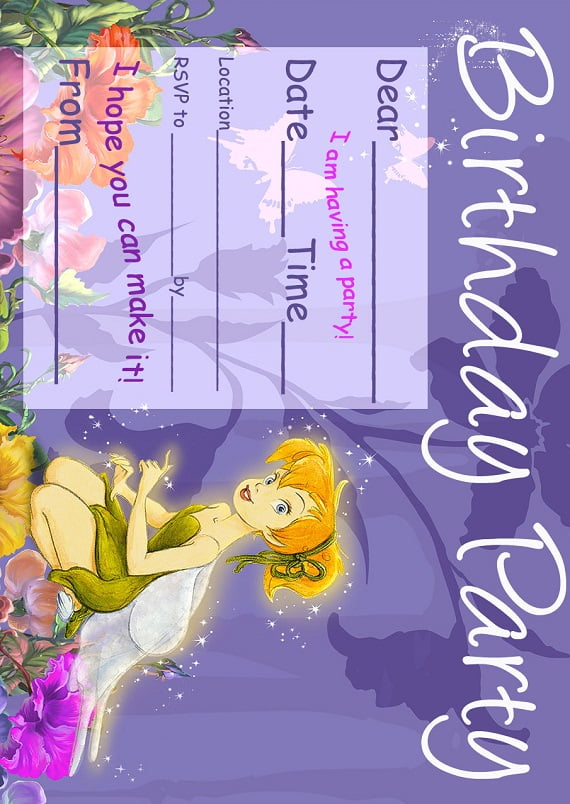 Free printable  Tinker Bell Birthday party invitation ideas