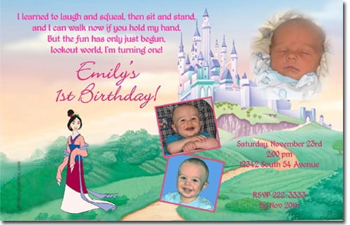 Mulan first Birthday Party Invitation Ideas