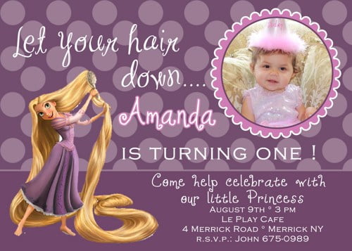 Rapunzel first Birthday Party Invitation Ideas