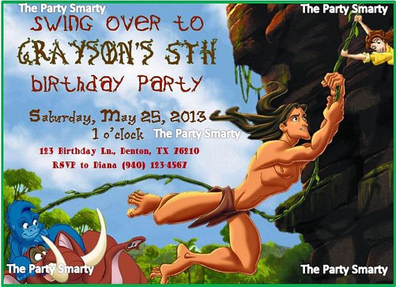 Smarty Tarzan Birthday Party Invitation Ideas
