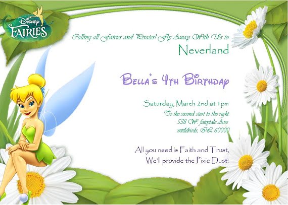 Tinker Bell Birthday party invitation ideas for girl