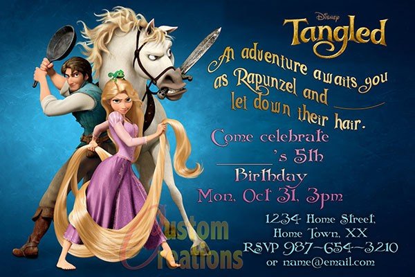 Tnagled Rapunzel Birthday Party Invitation Ideas