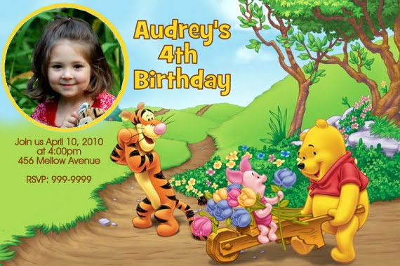 Winnie the Pooh 4th birthday party invitation ideas