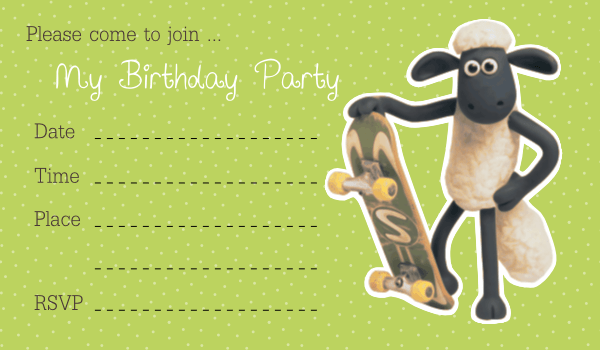 free printable shaun the sheep birthday invitations for boys