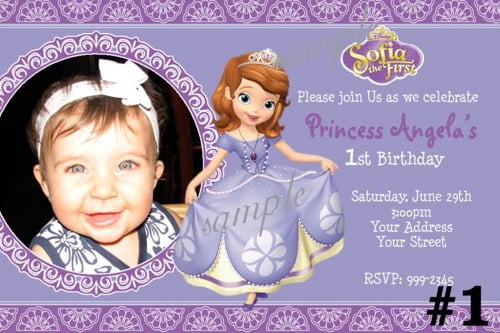 1st Princess Sofia Birthday Invitations