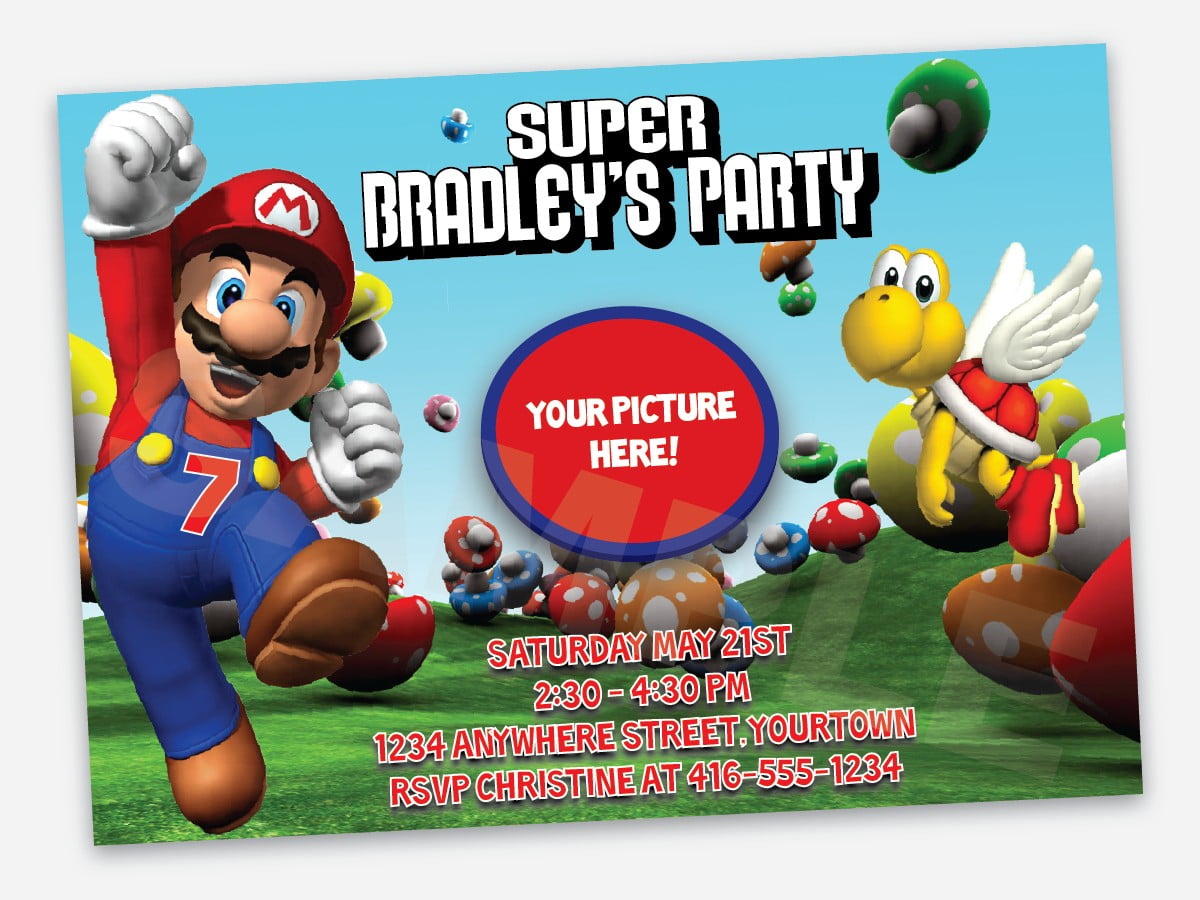 7th Super Mario Birthday Invitations Ideas
