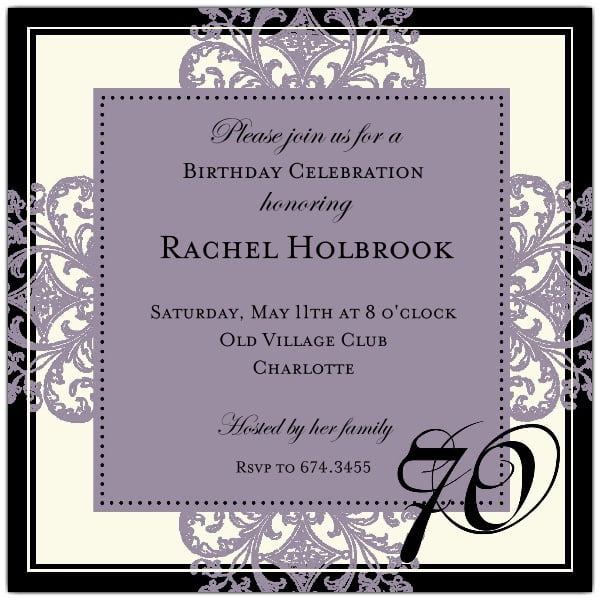 Classic 70 Birthday Invitations