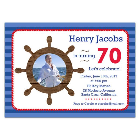 Sailorman 70 Birthday Invitations