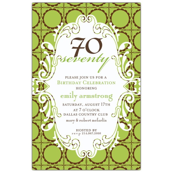 Green 70 Birthday Invitations