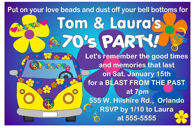 Retro 70 Birthday Invitations