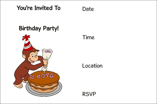 Curious George Free Printable Birthday Invitation Template