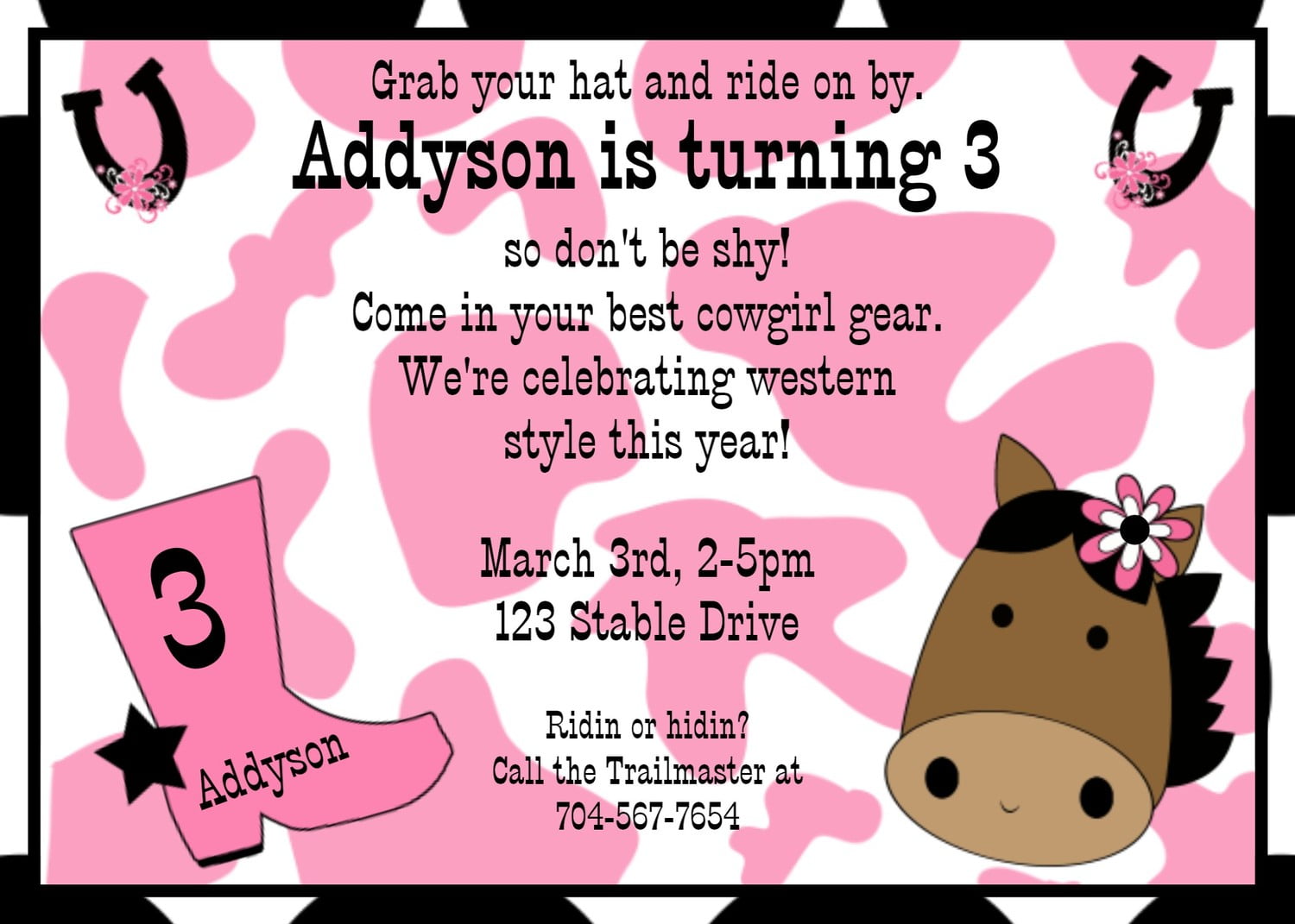 Free Cowgirl Birthday Party Invitation Templates