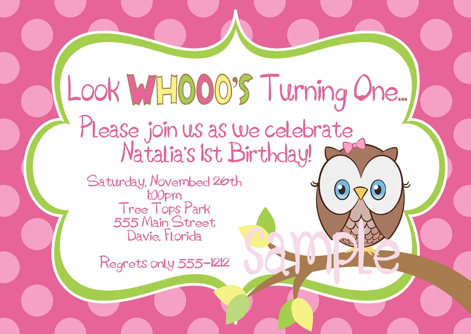 Hoot Owl Birthday Party Invitation