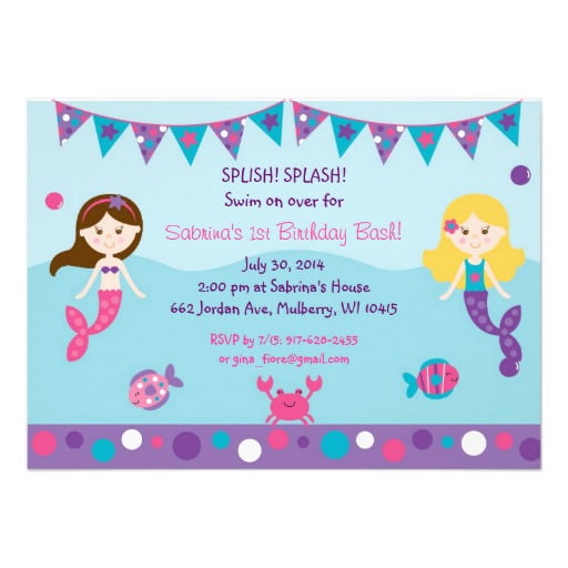 Party Theme Mermaid Birthday Party Invitation