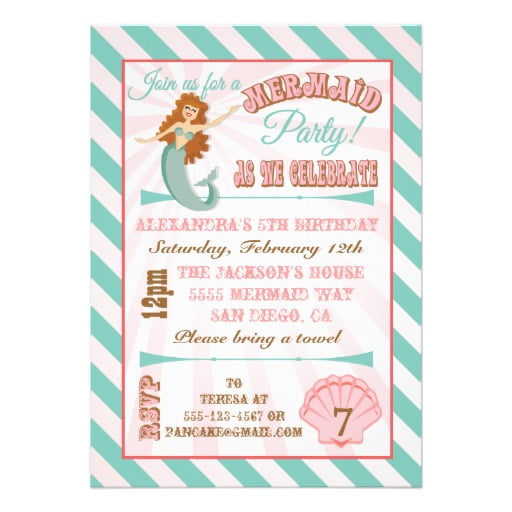 Modern Mermaid Birthday Party Invitation