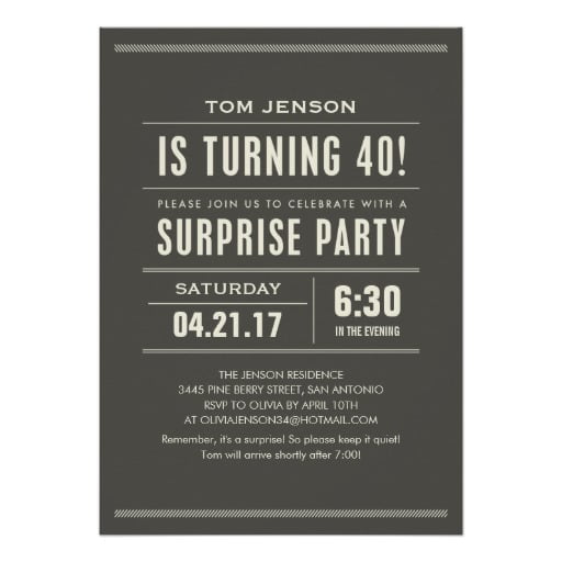 40th Birthday Invitation All Words