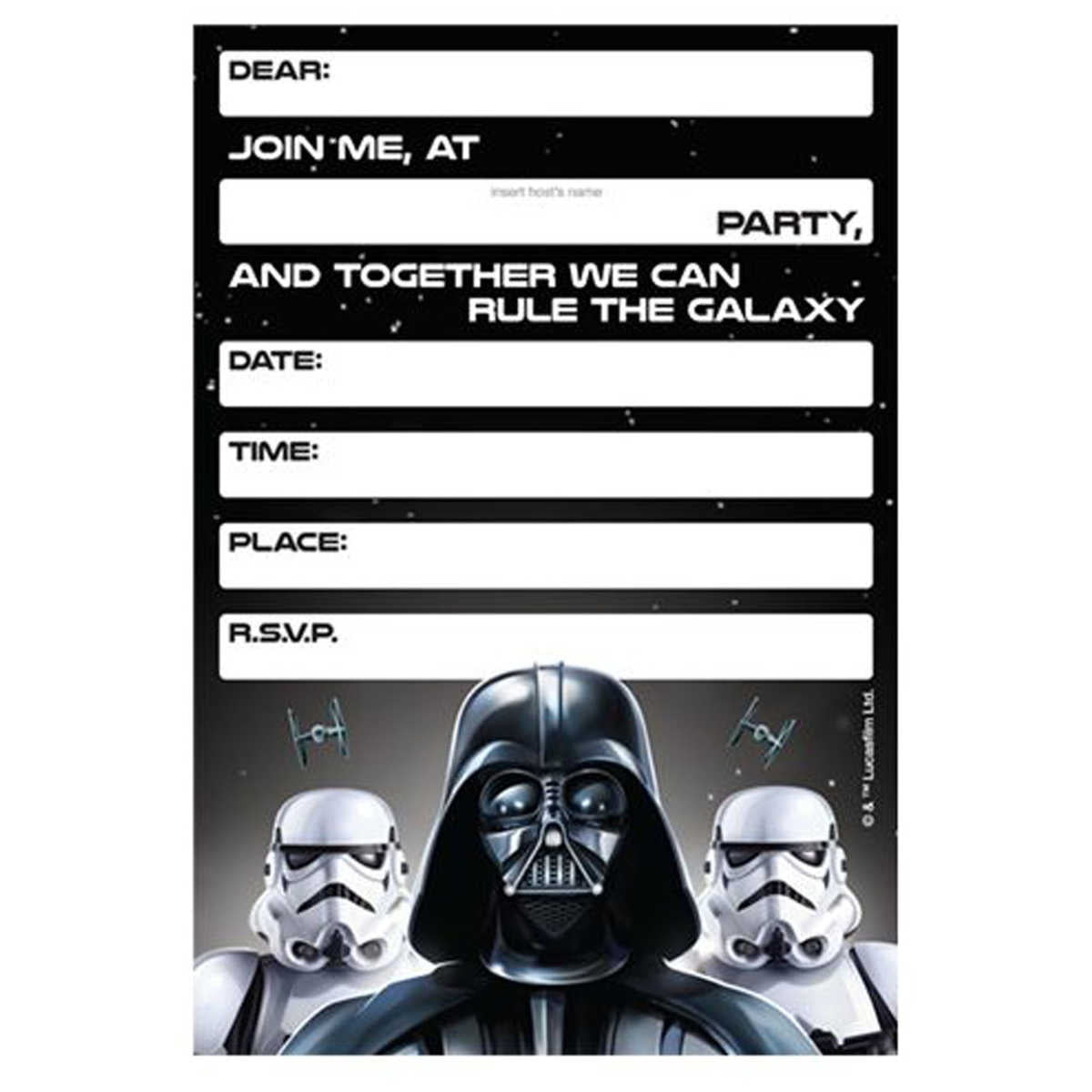 Downloadable Free Printable Star Wars Party Invitations