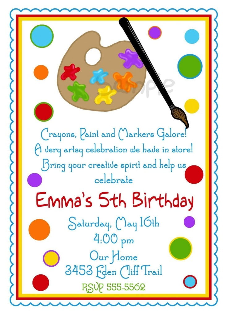 Art Birthday Party Invitations for your Kids FREE Printable Birthday