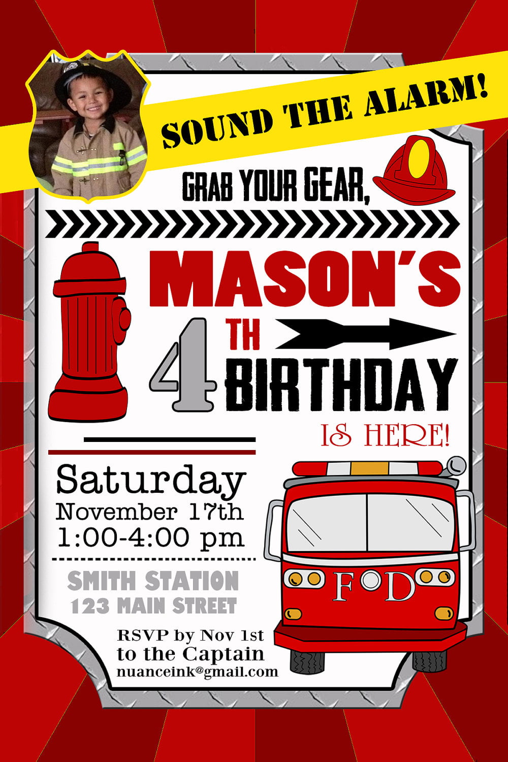Firefighter Birthday Invitation Ideas FREE Printable Birthday