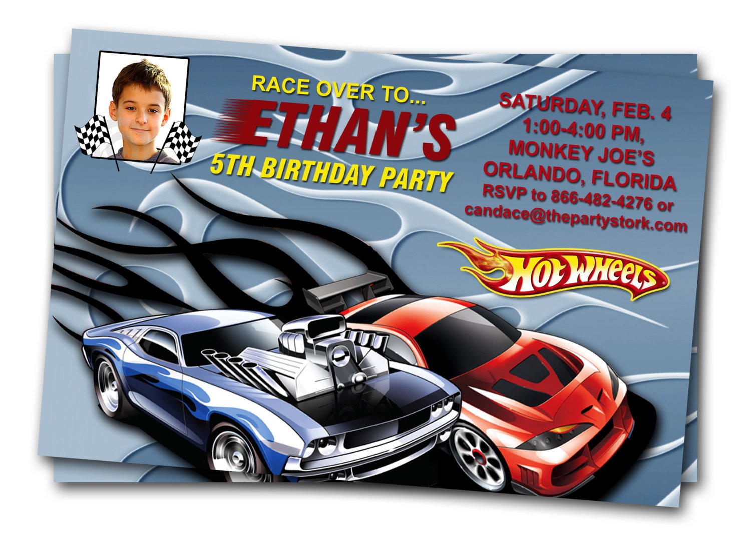 Hot Wheels Birthday Invitations for boy